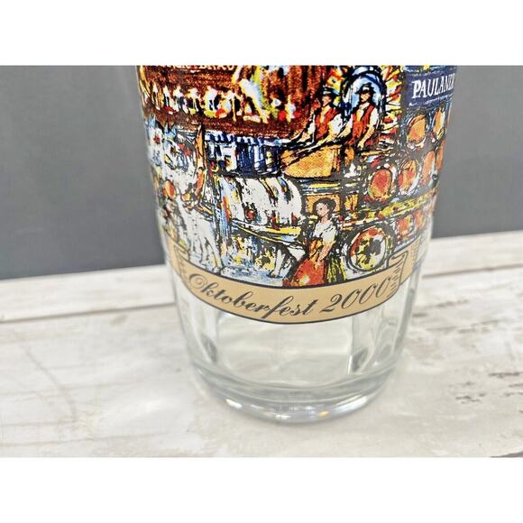 2000 Oktoberfest Paulaner Munchen Heavy Glass Ribbed Beer Colorful Mug Stein - Picture 3 of 10